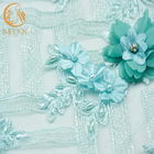 La broderie de luxe à la mode de tissu de dentelle de la fleur 3D a perlé des paillettes lacent le tissu